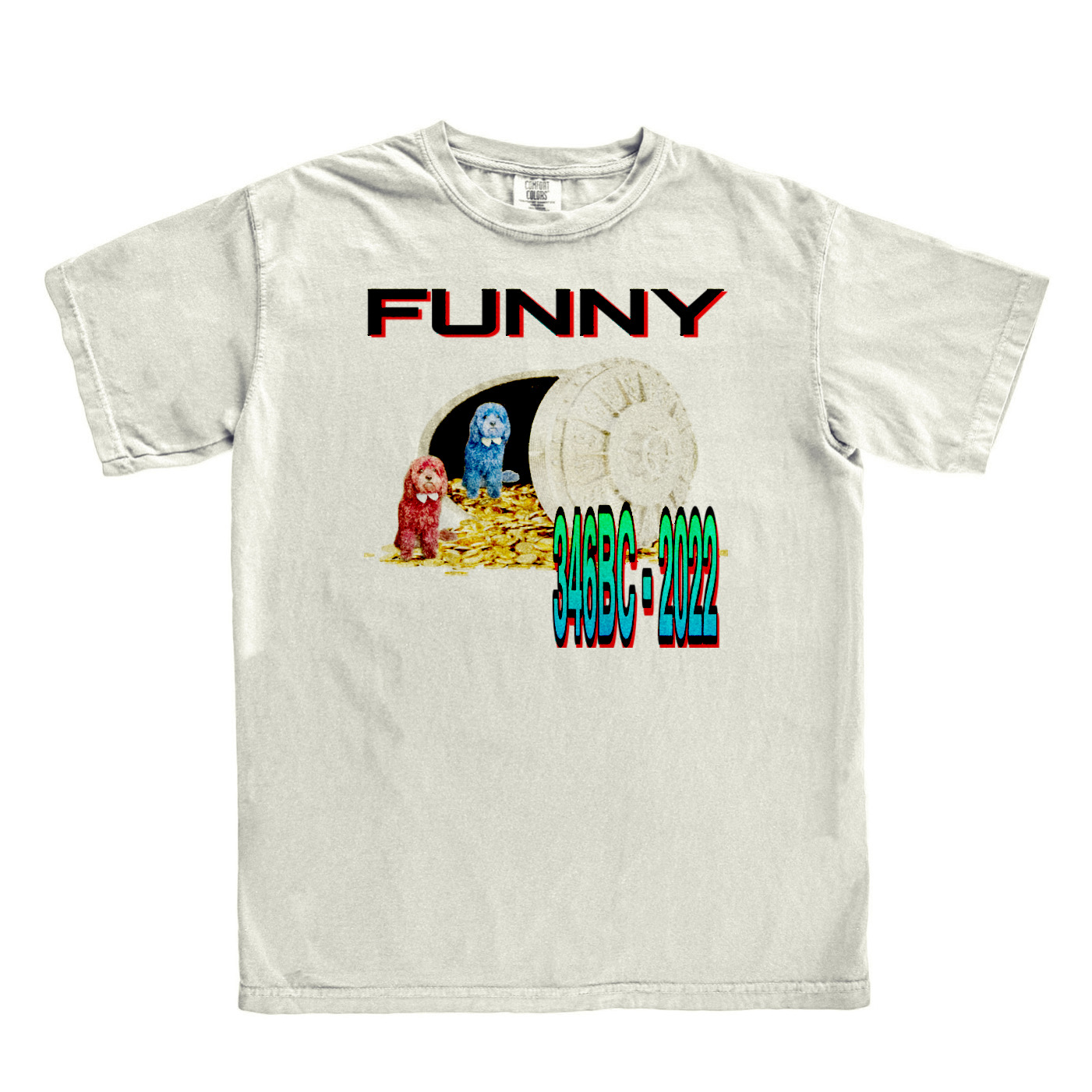 tee with dogs in a bak vault that says funny 346BC-2022